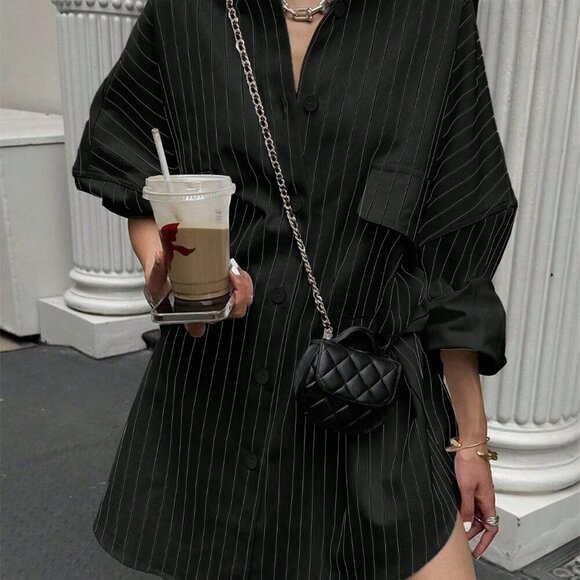 Black Casual Women's Long Sleeve Shirt - Picture 4 of 6